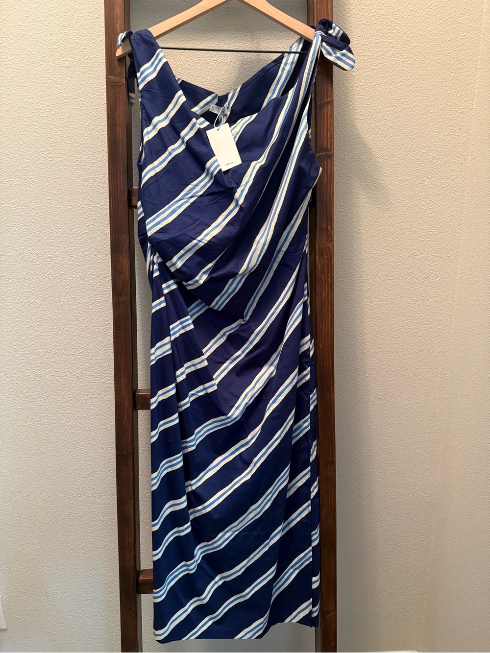 MANGO Women's Bare Shoulders Striped Dress NWT